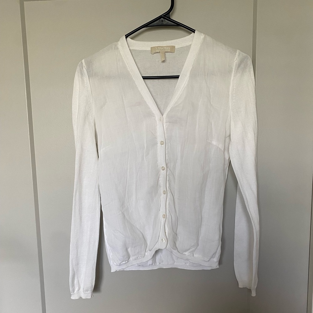 S Max Mara silk cashmere button front cardigan easy living